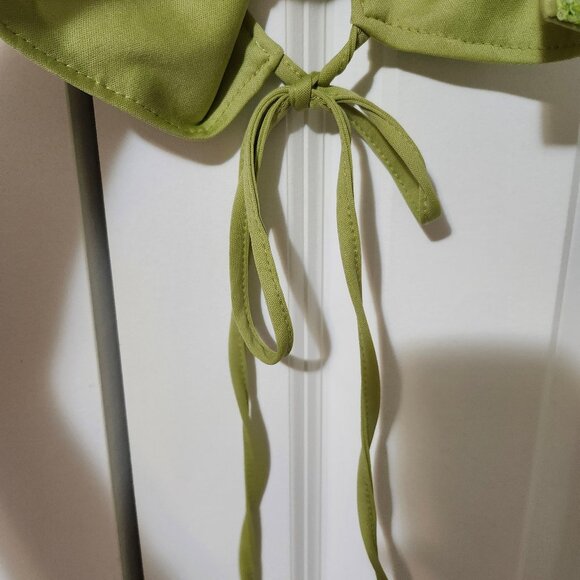 Green Sequin Tie Up Top - Picture 2 of 2